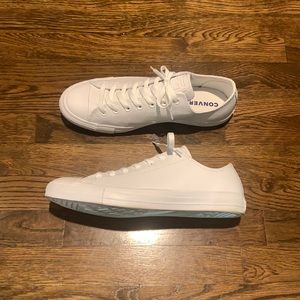 Mens All White Leather Converse